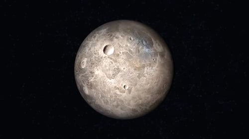 Rotating Barren Moon in Deep Space with Twinkling Stars