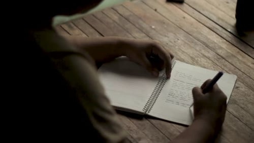Girl Hands Writing on Paper using Pen | Top View