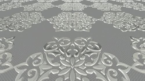 3D Animated Ornate Silver Pattern Loop Background