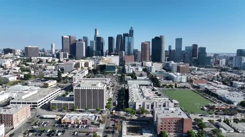 Corporate Skyscrapers At Los Angeles In California United States. Business Travel Landscape. Highris