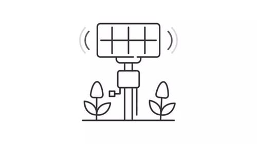 Animated Solar Panel Icon With Energy Waves And Plants