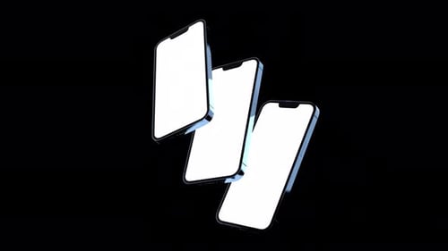 Creative animated smartphone mockup. Template on transparent background. Alpha channel.