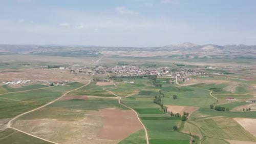 Aerial View Of The Township And Fertile Farmland