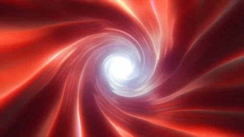 Tunnel d'énergie rouge abstrait, tourbillon tordu de l'hyperespace cosmique, magique, brillant, brillant, futuriste