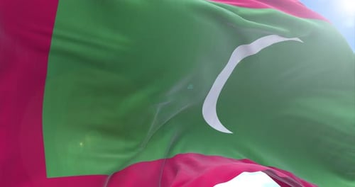 Maldives Flag Waving Realistic Loop Animation
