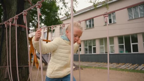 Daughter Little Girl Child Play Game Outside Playground Sport Active Kid Pupil Entertainment Leisure