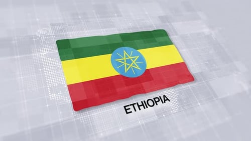 Ethiopia Flag Presentation Displayed On Modern Clean White Background