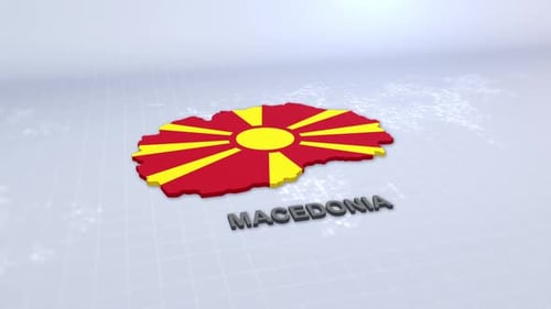 3D Map of Macedonia with Flag Pattern and Animated Text Reveal
