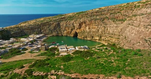 Aerial View of Blue Hole on Gozo Island Malta