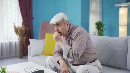 Coughing old man. Patient.