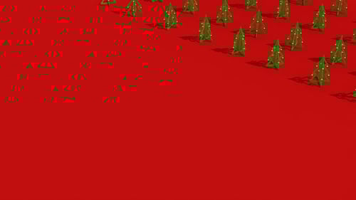 Animated Christmas Tree Pattern Loop on Red Background