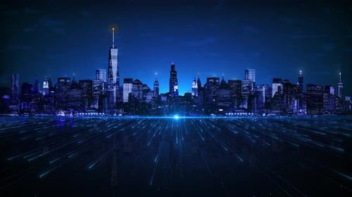 Futuristische digitale Stadtskyline Big Data Künstliche Intelligenz Internet der Dinge Stadtbild mit