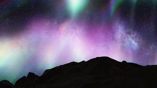 colorful aurora borealis (northern lights)Milky Way Galaxy