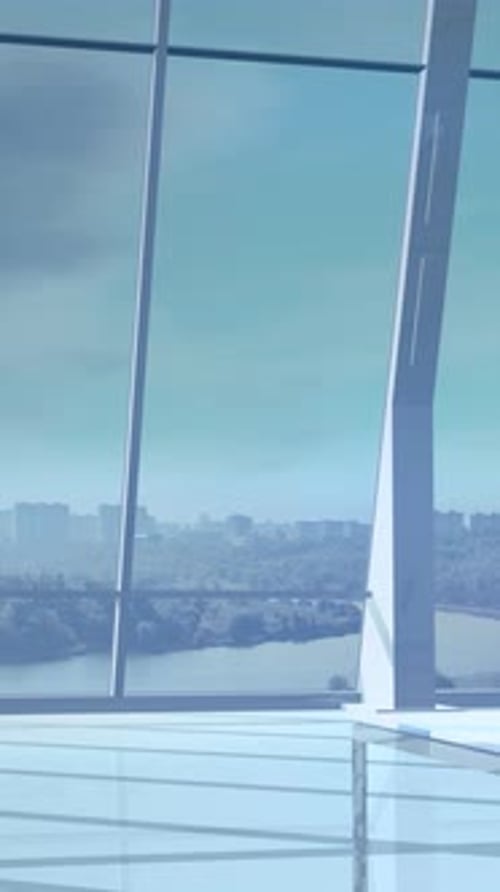 Animated Futuristic DNA Technology Display in Modern Office