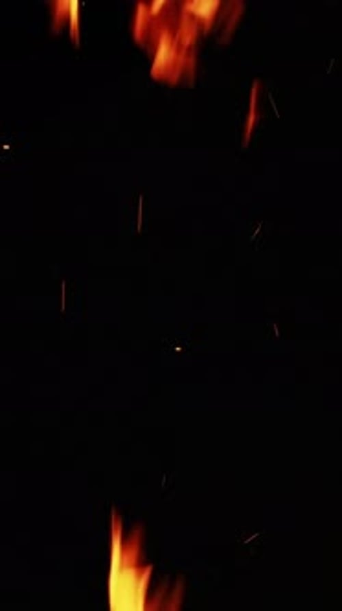 Vertikaler Feuerrahmen Flame Sparks Orange, heißes Schwarz