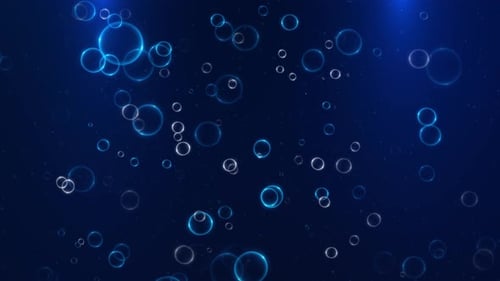 Abstract Blue Bubbles Floating Upwards Background Animation