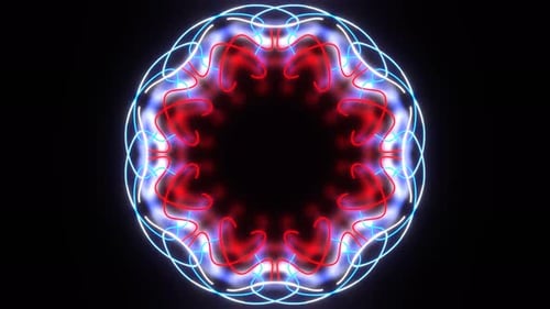 Fond de mandala passionnant au néon rouge et blanc et bleu Vj Loop | 4K