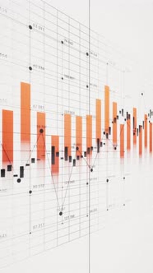 Animated Financial Data Bar Chart and Line Graph Display