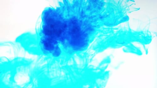 Abstract Blue Ink Splash Wave White Background