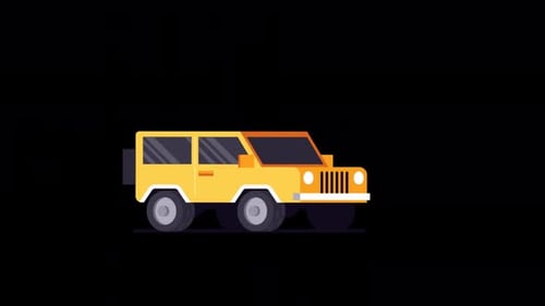 Yellow Car Driving On Alpha Channel 4K