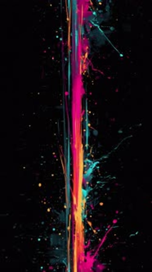 Dynamic Abstract Paint Splatter Transition with Vibrant Colors