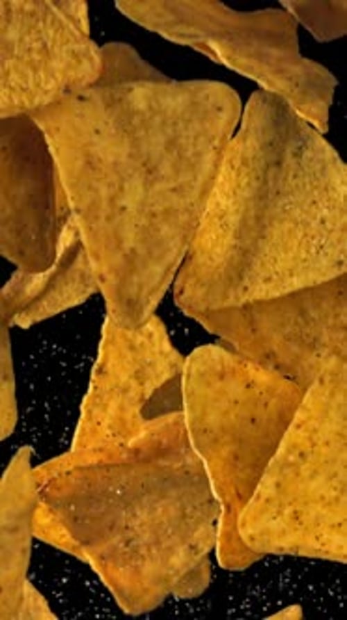 Corn Chips Fly Up and Fall Down Filmed on a Highspeed Camera at 1000 Fps
