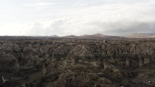 Cappadocia Valley Inspiring Landscape Showing Eroded Rock Formations