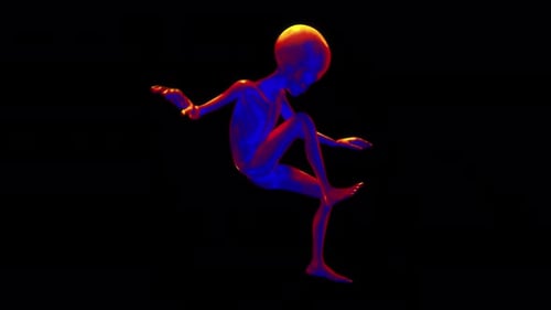 Futuristic Alien Character Floating Dance Loop