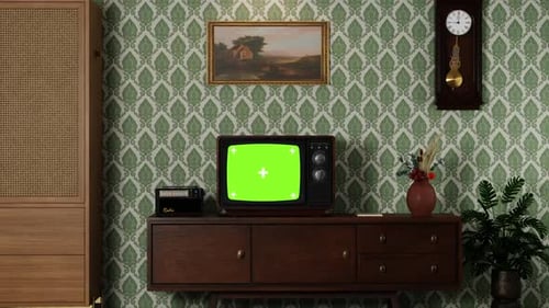 Old TV Mockup Green Screen