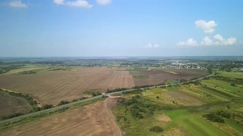 Agricultural field aerial view of farming in Ukraine