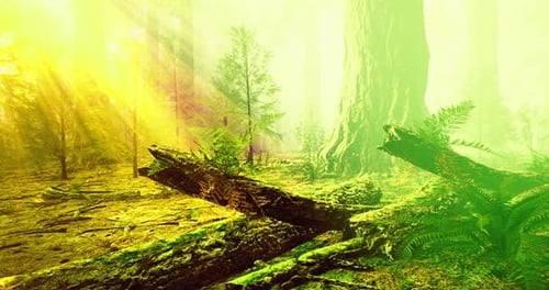 Sunlight Filtering Through Trees in a Lush Green Forest During the Day