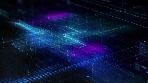 Animated Futuristic Digital Technology Data Network Background