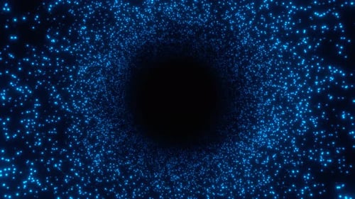 Abstract Blue Neon Partiles Circle Tunnel Loop Animation