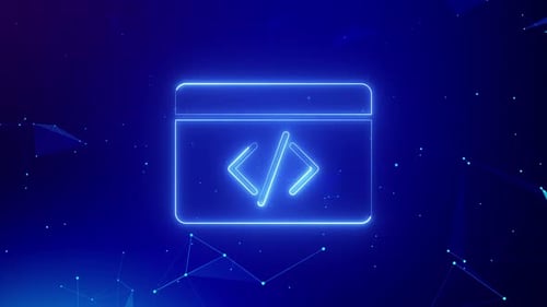 Coading Neon Icon Plexus Background Animation Loop