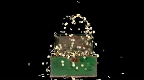 Gold Chest With Treasure on transparent background