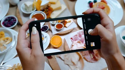 Smart Phone Photographs Tasty Looking Brunch Food