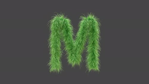3D animation green grass letter M