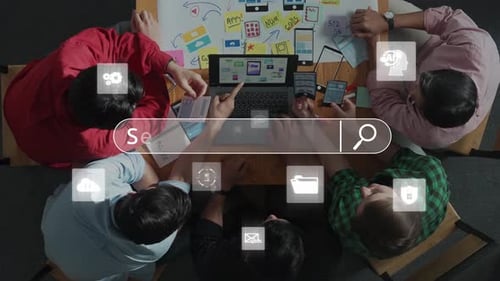 Collaborative Digital Brainstorming Session Among Diverse Professionals with Search Interface and Te