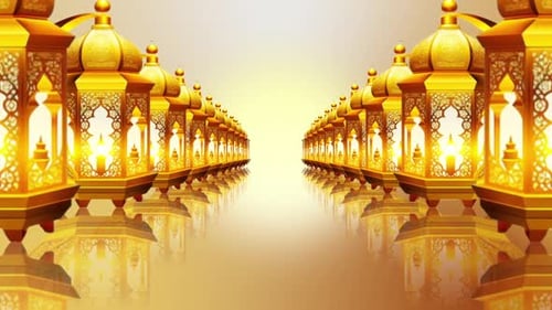 Ramadan Lamps Icon Loop Background