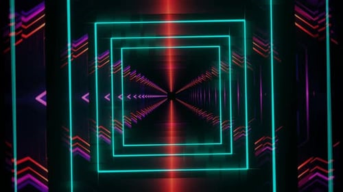 Abstract endless background, cinematic geometric endless tunnel