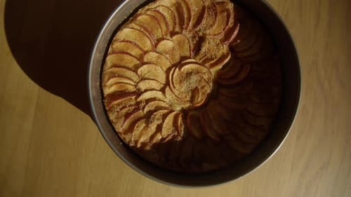 Baked Apple Pie on Wooden Table