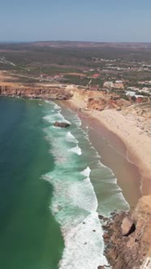 Aerial View of Sagres Beach. Algarve, Portugal