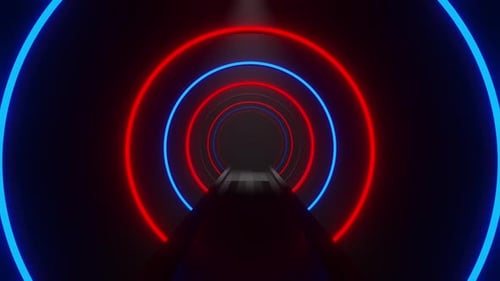 Road with red and blue blinking circles. Looped animation