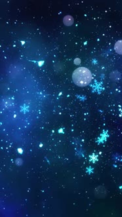 Sparkling Blue Snowflakes Falling Animated Winter Christmas Background