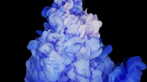 Abstract Blue and White Ink Dissolving in Water