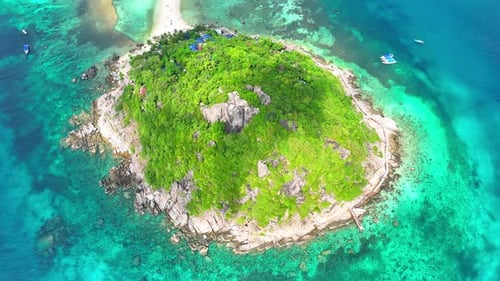 Tropical Island with Sandy Beach. 4K.