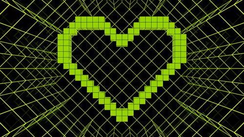Multicolor Pixel Heart Background Vj Loop In 4K