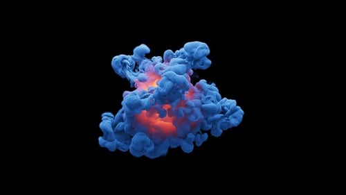 Vibrant Abstract Blue Smoke with Glowing Orange Center