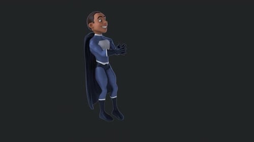 Fun 3D cartoon superhero clapping (with alpha channel included)