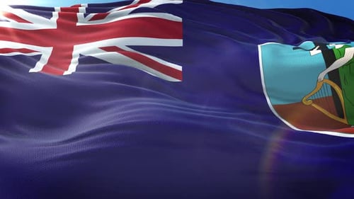 Realistic 3D Montserrat Flag Waving in Slow Motion